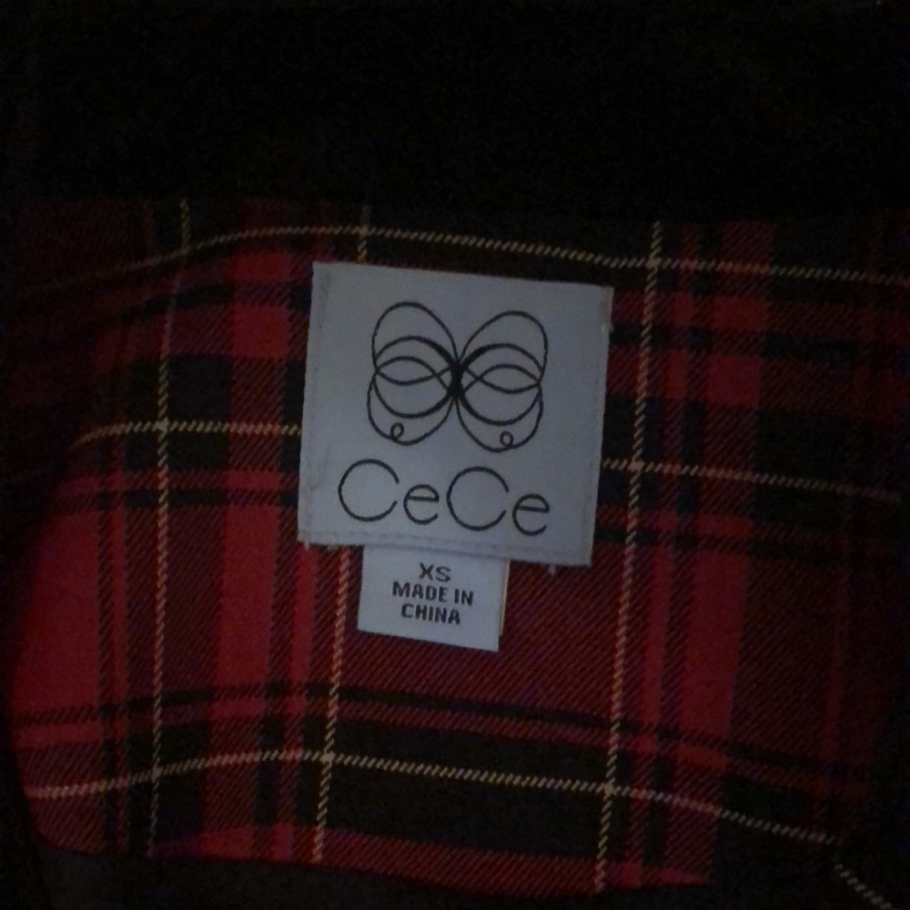 Red plaid CeCe blazer. Size XS, worn only twice, so like new - Picture 2 of 5